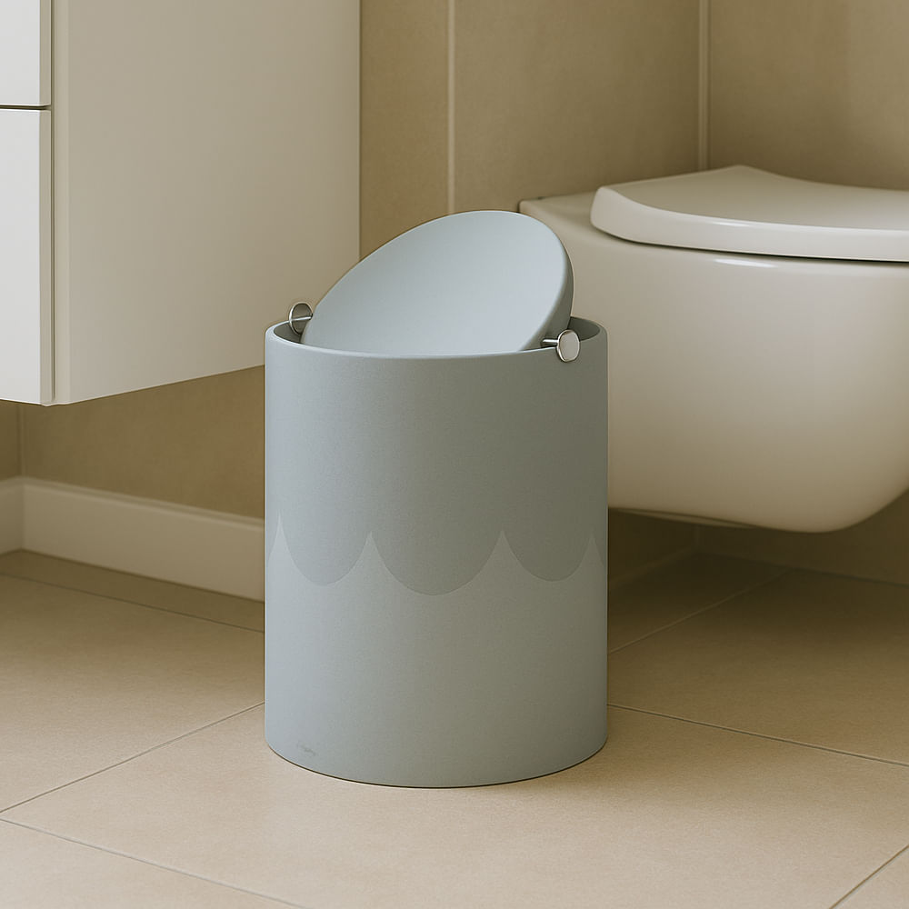 Lixeira Eixo Redonda Cinza Claro Banho Mais